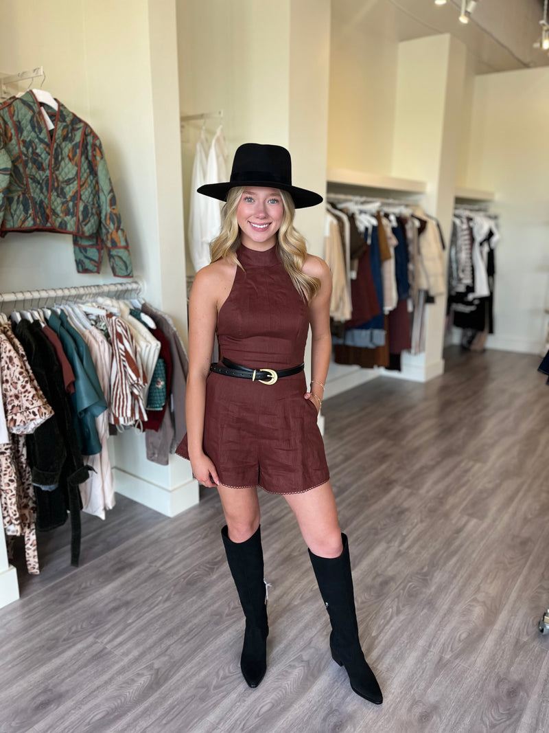 KI50 Brown Halter Romper