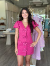 EL2505 Flower Button Blazer Mini Dress