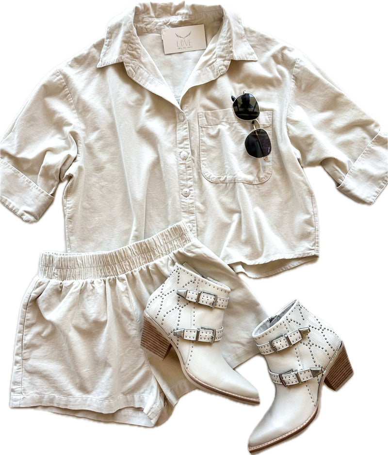 ST3195 corduroy elastic short