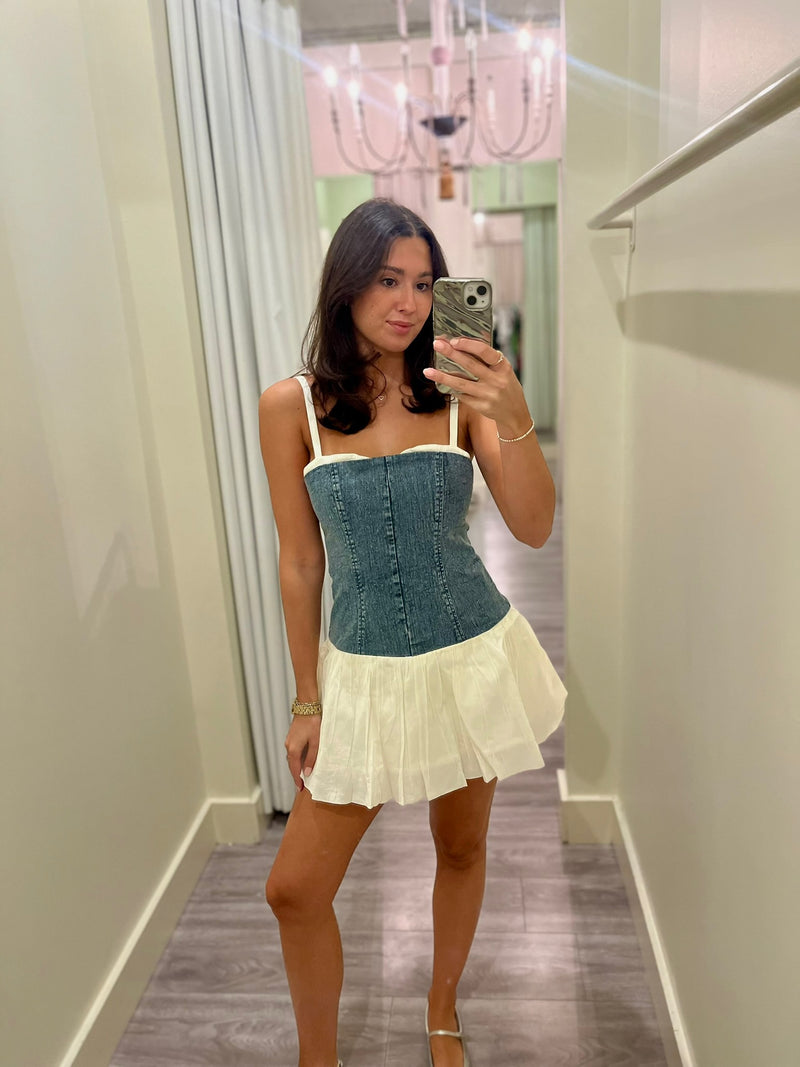 MU725 Denim/Cream Skort Dress