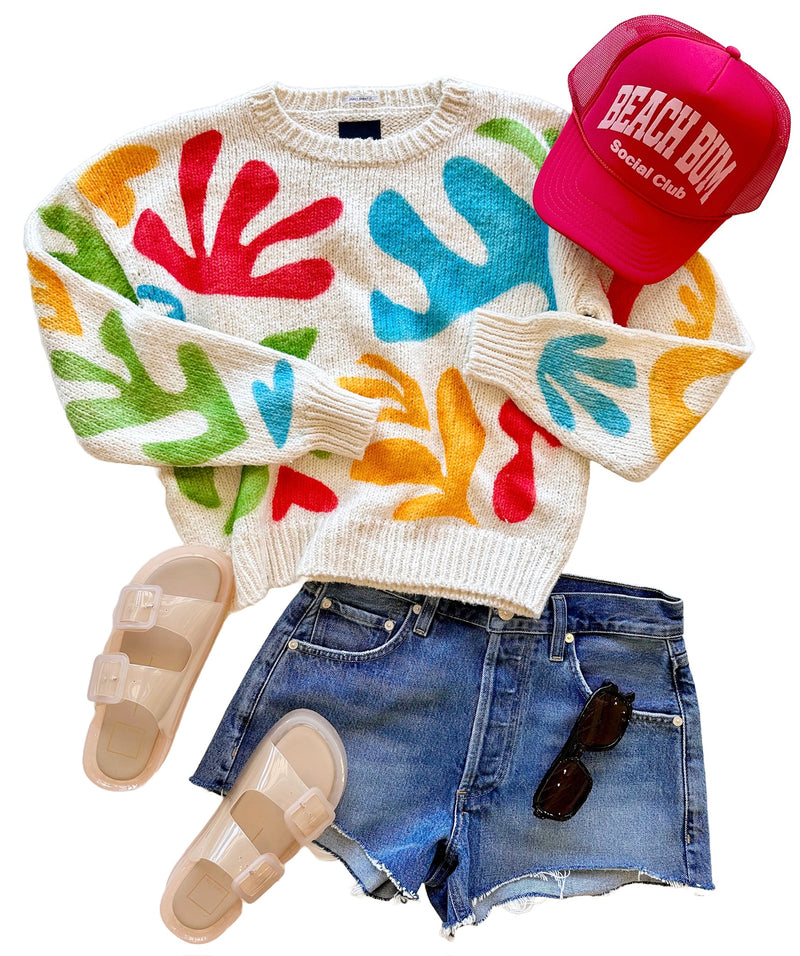 MO1788 Colorful Printed Knit Sweater