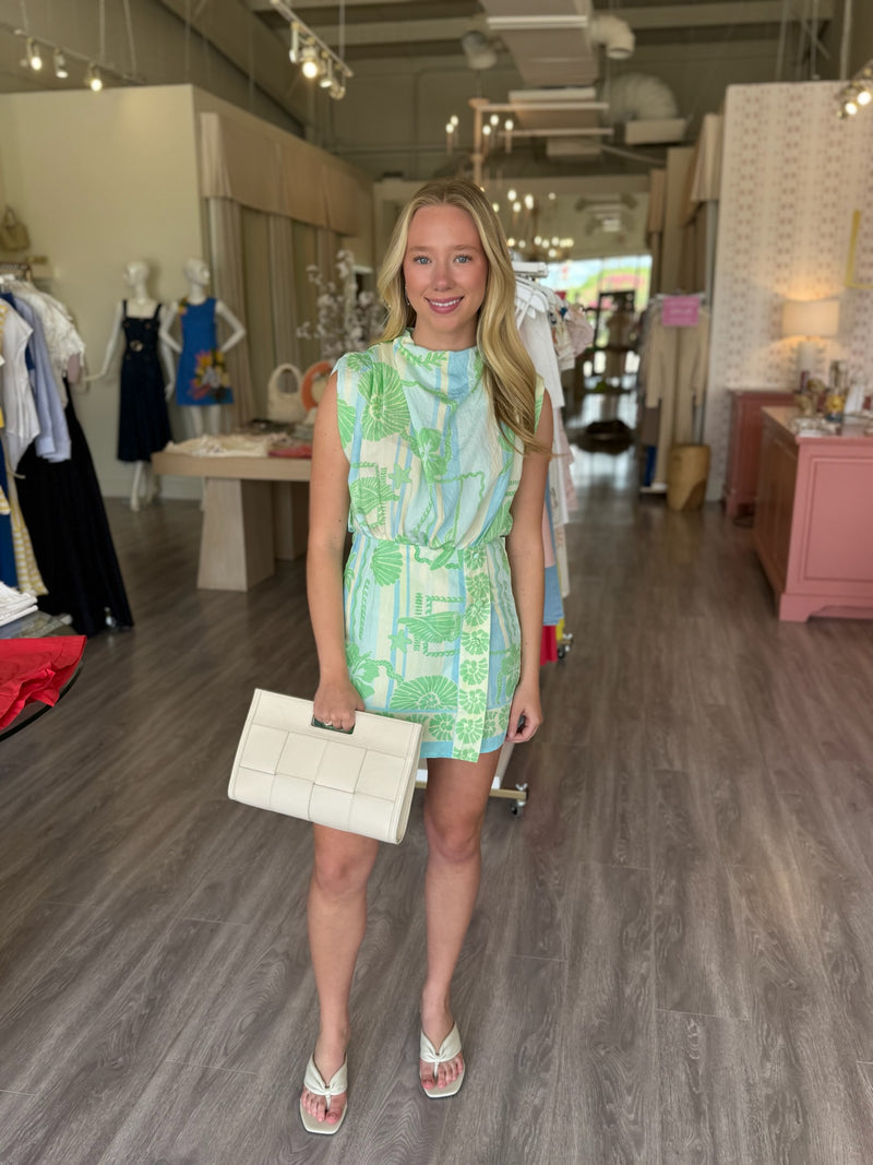 KA2637 Blue/Green Sea Shell Drape Button Romper – Love Boutique Baton Rouge