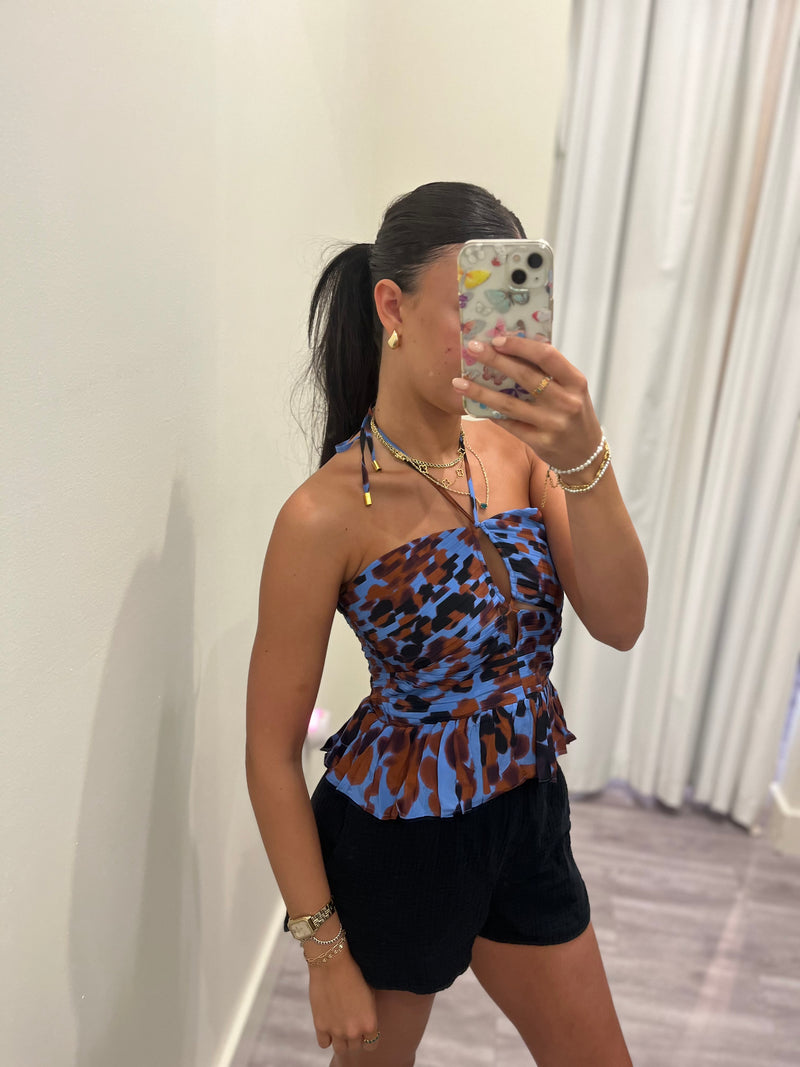 KG1827 Blue animal print crop top