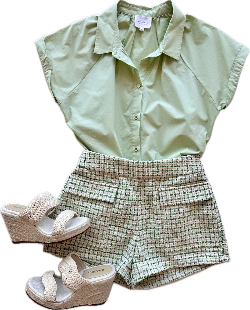 SU9179 Green Button-up blouse