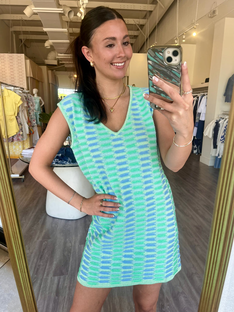 RHS253 Green Knit V-Neck Mini
