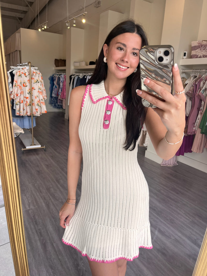 ES4566 White Knit Stitch Detail Mini