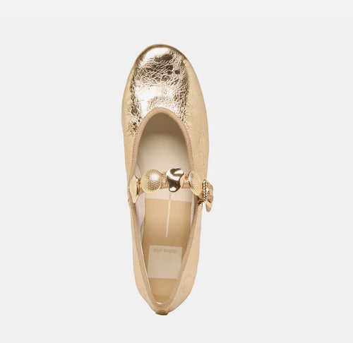 DV Gold Distressed Leather Ballet Flat