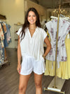MW6389 Tencel Pleated Drawstring Shorts