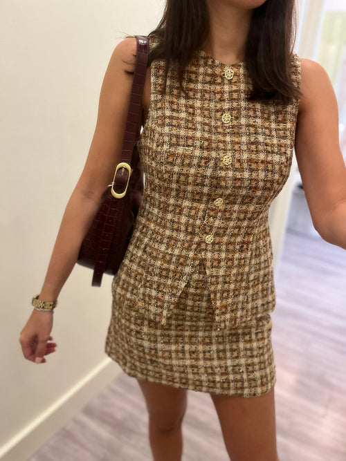 AS2603 Brown Multi Tweed Dress