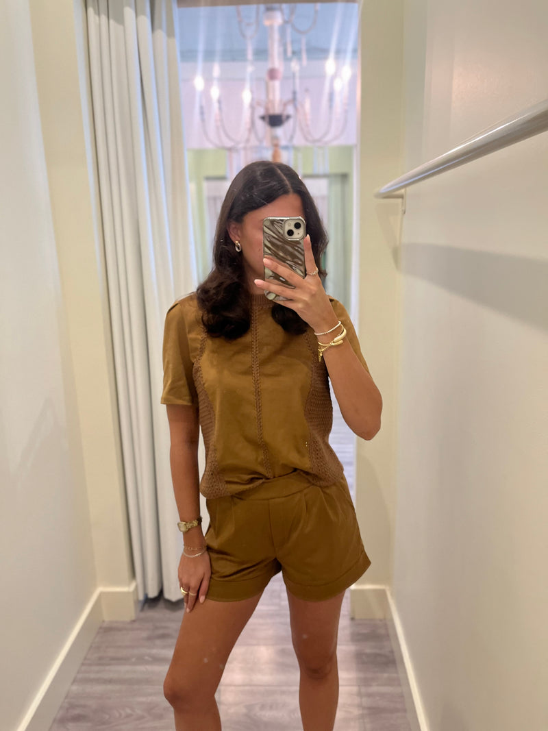 MN4680 Brown Suede Shorts