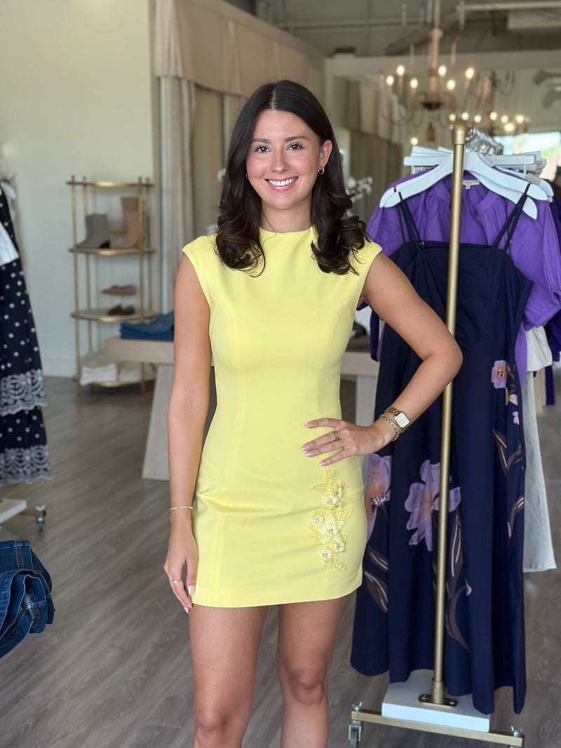 EL2546 Lemon High Neck Mini w/ Floral Detail