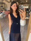 KG1033 Navy Knit Maxi w/ Sheer Bottom