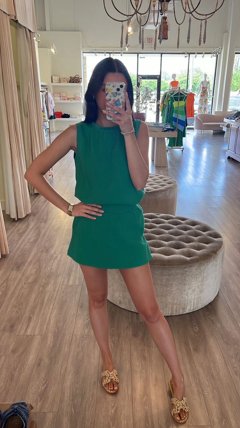 SE2151 Dark Green Gauze Tank