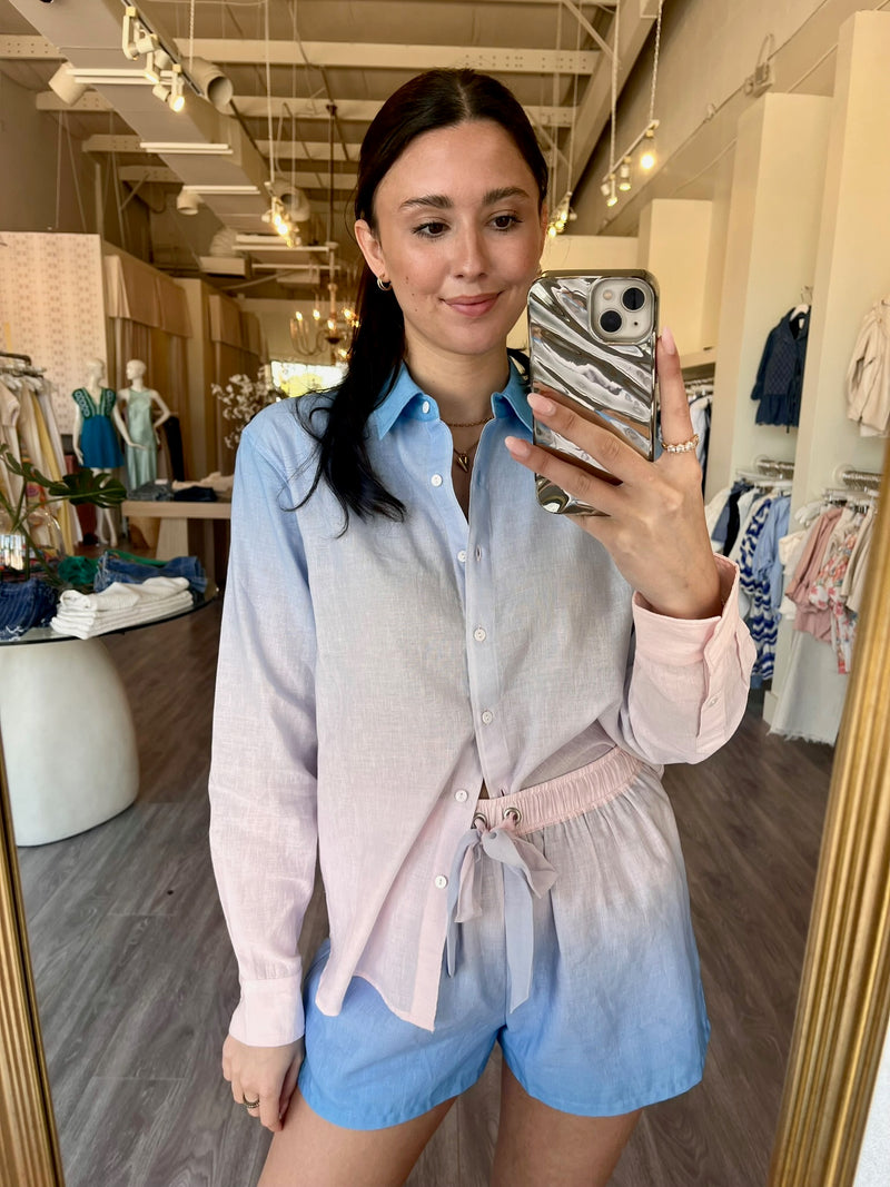 AL0110 Pink/Blue Ombre Button Down LS Shirt