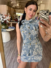 EL2545 Embroidered Denim Vest and Skort Set
