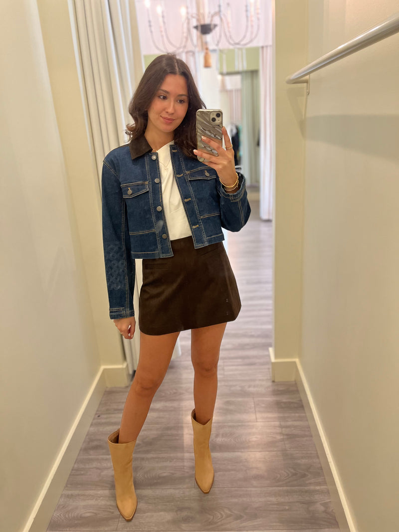 SU3101 Denim Jacket w Brown Collar