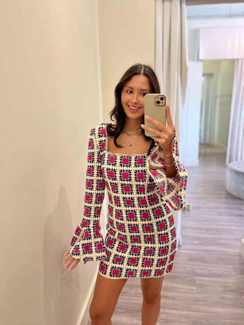 EL2437 luna blue/pink printed mini w/ long sleeve