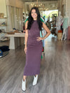 YFB3115 Raisin Rouched Midi