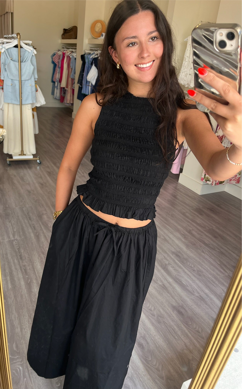 PI0010 Black Smocked Tank