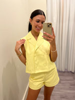 SE2622 Pale Yellow Leather Short