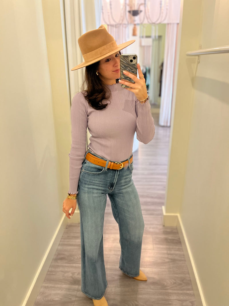 NA1053 Purple Mock Neck Long Slv