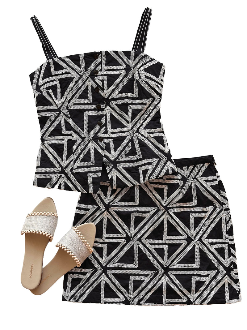 AL0702 Black Button Up Top w/ White Stitching