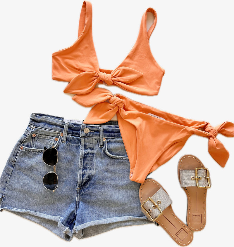 SM0006 Orange swim bow bikini top