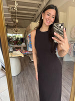 COH9373 Dark Brown Ribbed Tank Dress