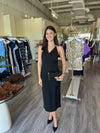 AS2964 Black Cowl Neck Dress w Gold Detail