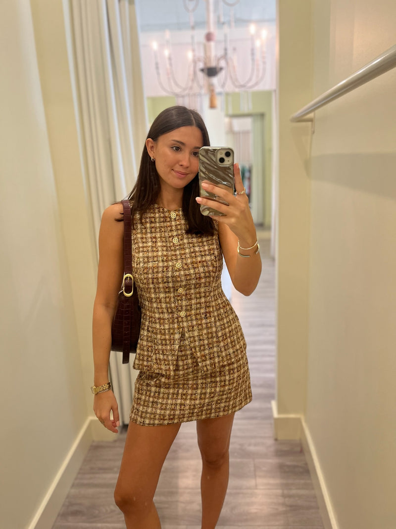 AS2603 Brown Multi Tweed Dress