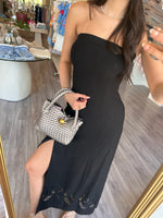 YFB3118 Black Linen Maxi Tube Dress