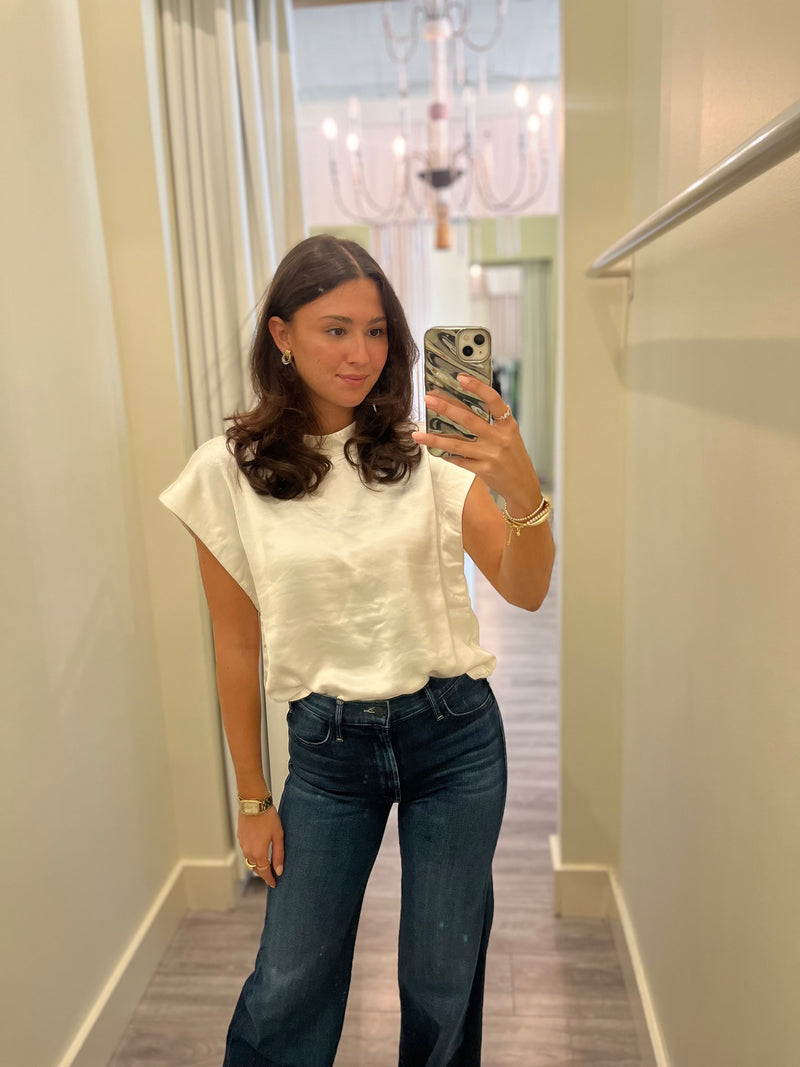 MN656S Satin High Neck Top
