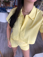 KA3456 Yellow Floral Embroidered Short