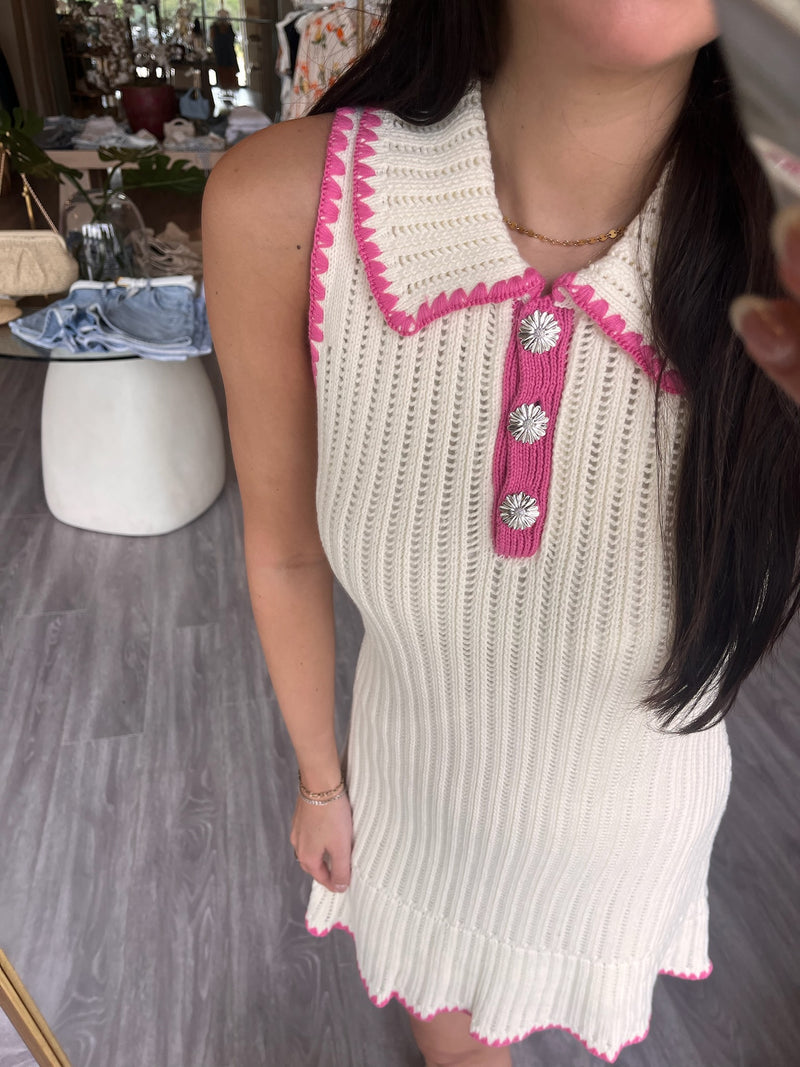 ES4566 White Knit Stitch Detail Mini