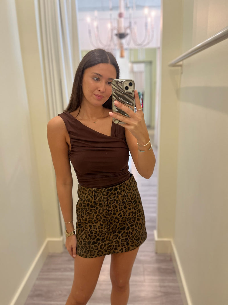 AS199C Brown Cheetah Print Skirt