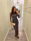 KG1046 Mesh Leopard Maxi Dress