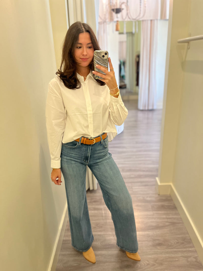 SU9122 White Long Sleeve Collard Shirt