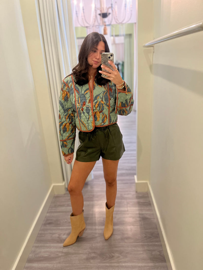 BB2949 Multi-Color Quilted Floral Print Jacket