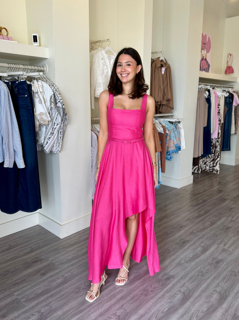 JS71 Hot Pink Midi Dress w/ belt detail – Love Boutique Baton Rouge JS71 Hot Pink Midi Dress w/ belt detail – Love Boutique Baton Rouge