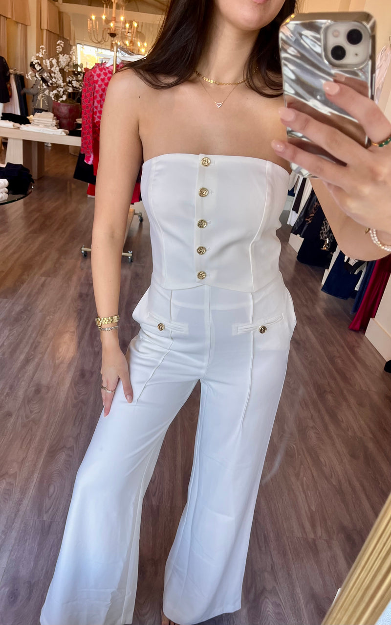 KG2143 White Trousers w/ Gold Buttons