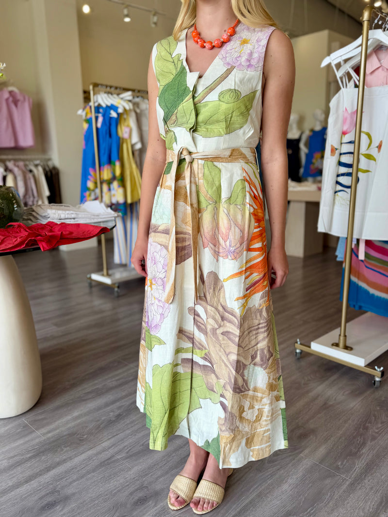 belted maxi dress AY408 Colorful Floral Printed Slvlss Belted Maxi Dress – Love Boutique Baton Rouge
