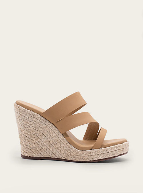 KA064R Monarch Strappy Brown Leather Wedge
