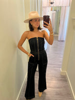 KI70 Dark Denim Strapless Jumpsuit