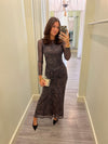 KG1046 Mesh Leopard Maxi Dress
