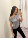 NA2291 Off the Shoulder Satin Top