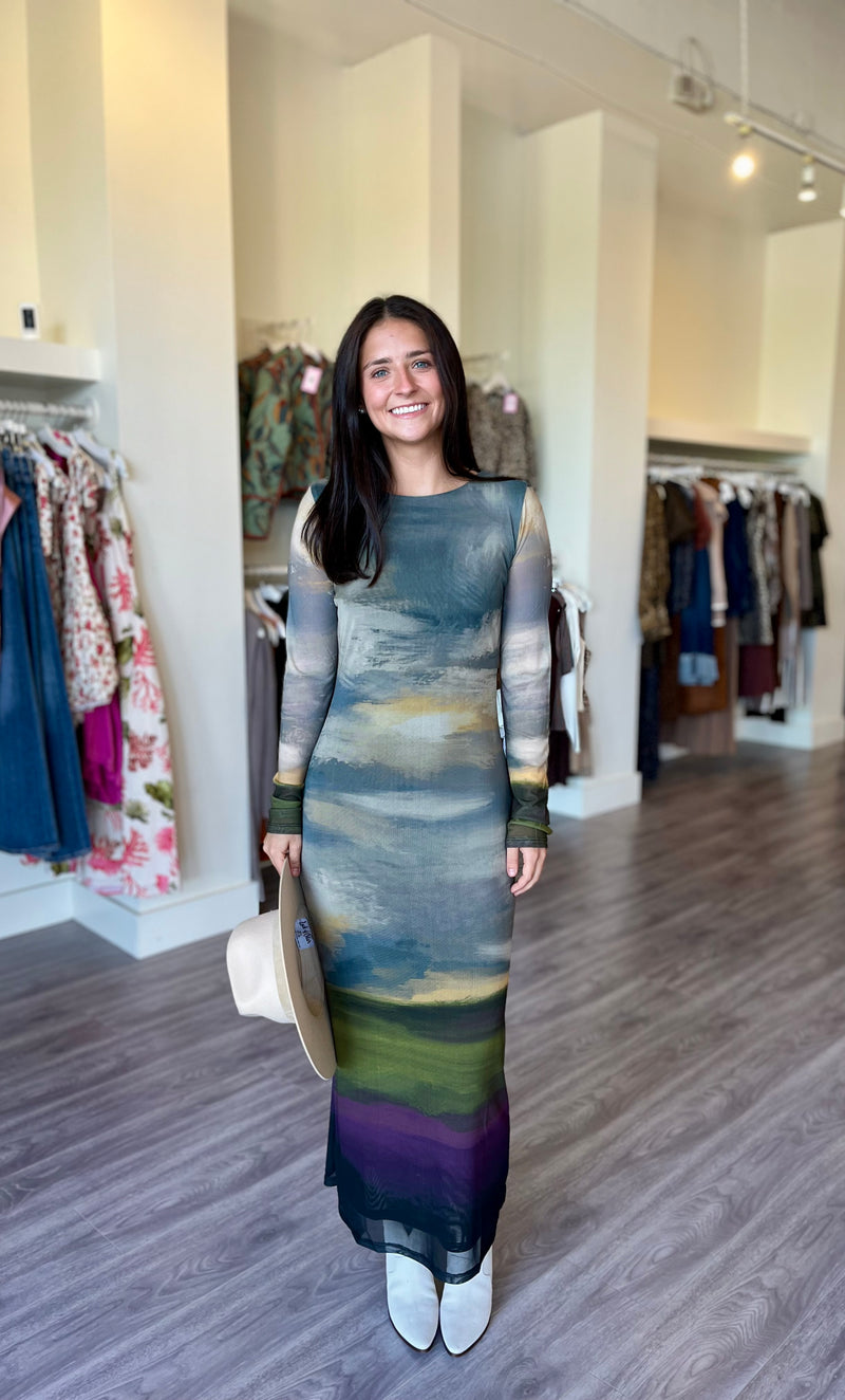 CL2675 Grey/Green/Purple Multi Mesh Maxi