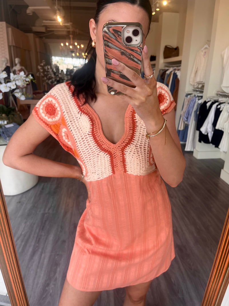 AC Coral Crochet Top Mini Dress