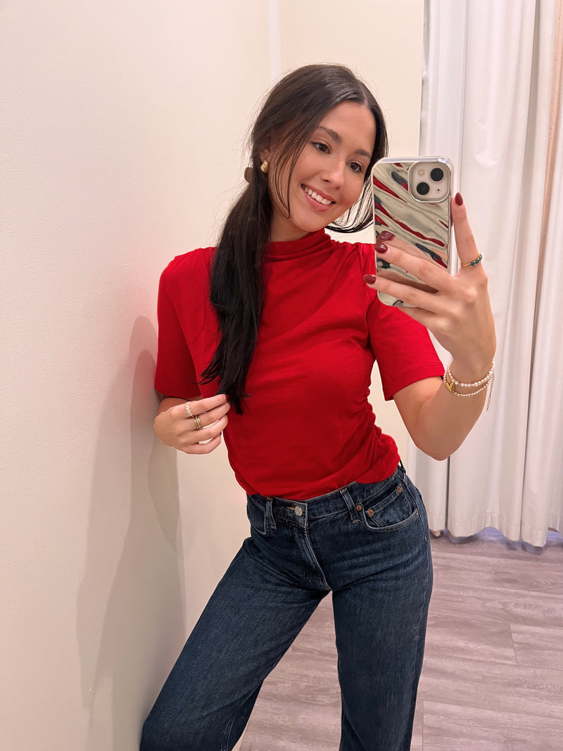 NA2375 Red Knit Mock Neck