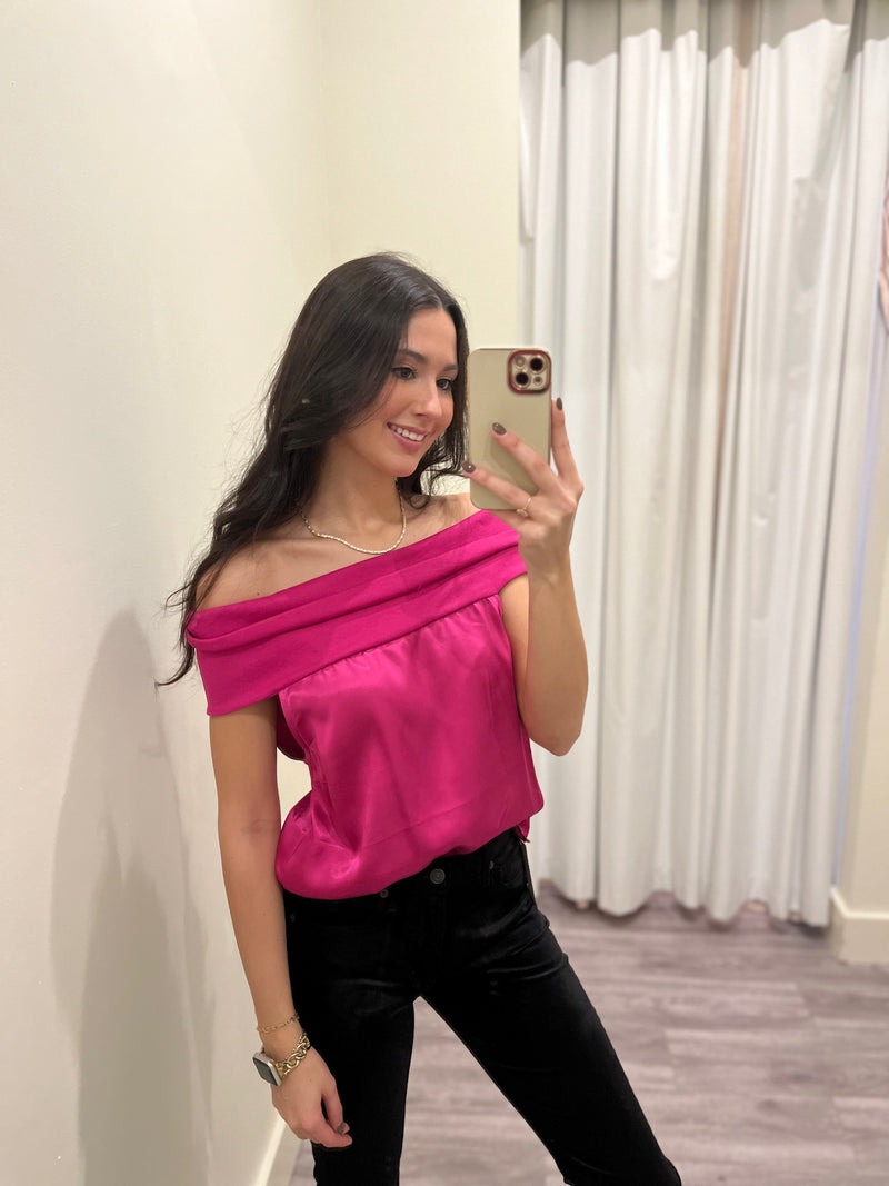 NA2291 Off the Shoulder Satin Top