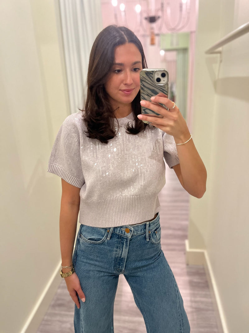 ST528 Lilac Cashmere Sequin SS Sweater